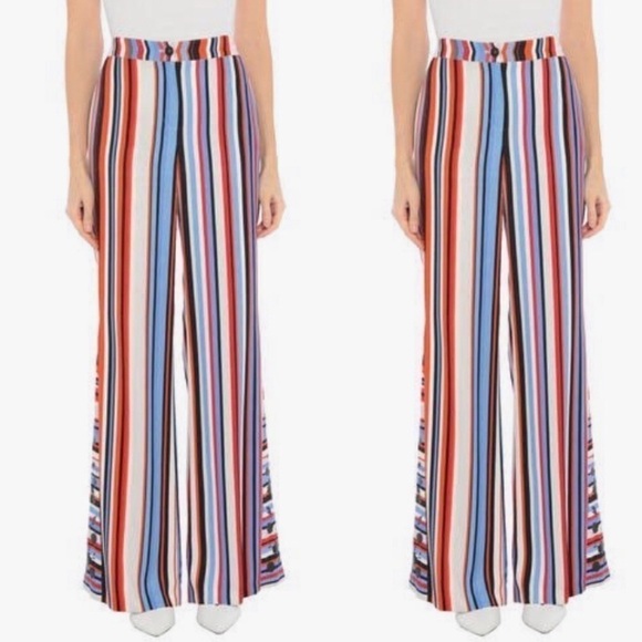 SFIZIO Collection Pants - Striped Wide-Leg Palazzo Pants in Multi-Color